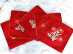 Luxury Red Raw Silk Cushion Cover with Embroidered Flower Patch